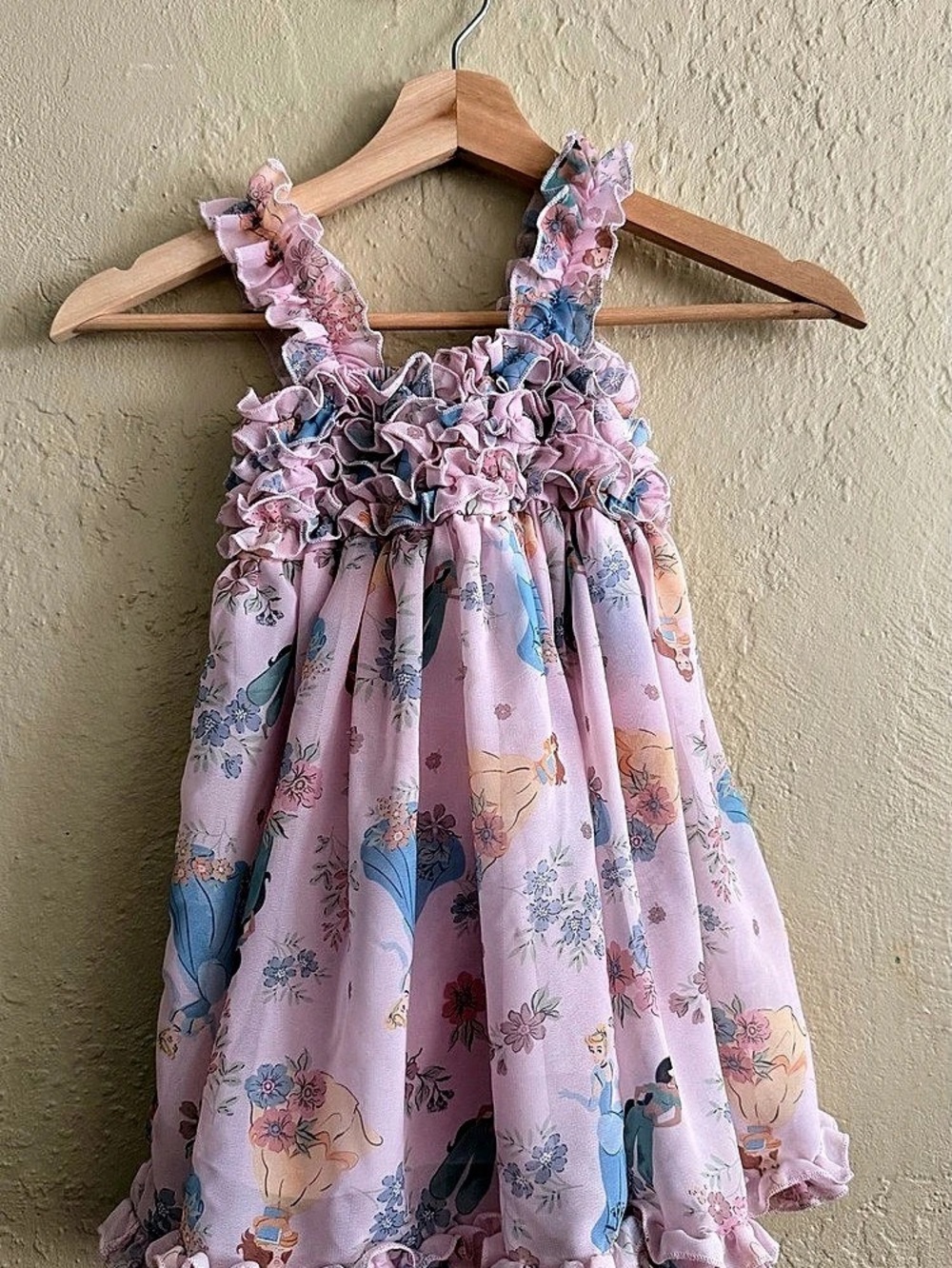 Disney Princess Girls 4T Pink Floral Princess Dress